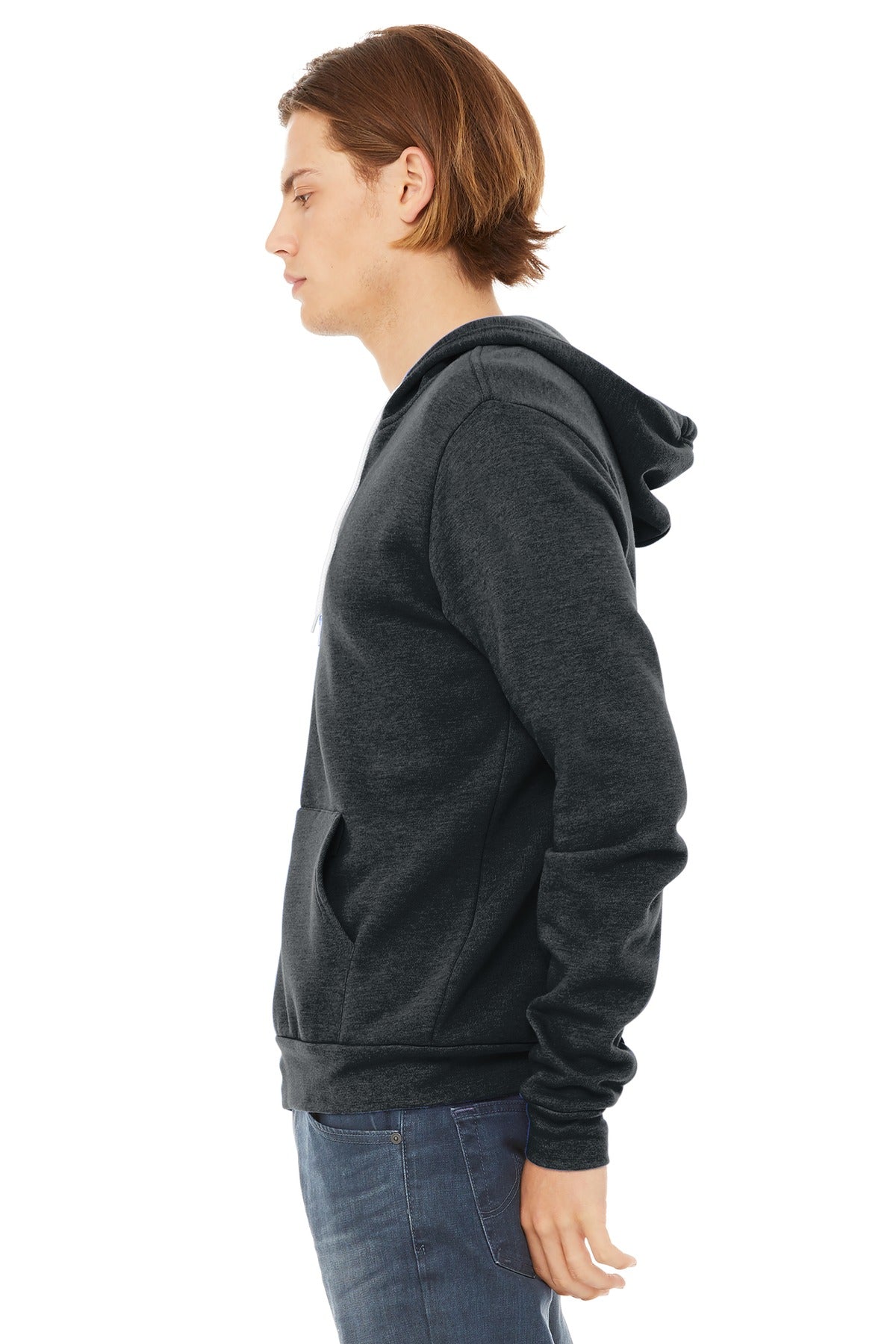 Dark Grey Ht BELLA+CANVAS Unisex Sponge Fleece Full-Zip Hoodie. BC3739