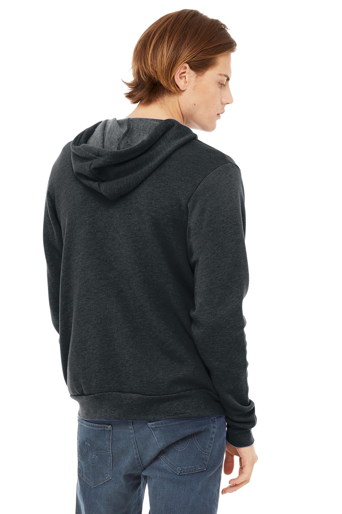 Dark Grey Ht BELLA+CANVAS Unisex Sponge Fleece Full-Zip Hoodie. BC3739