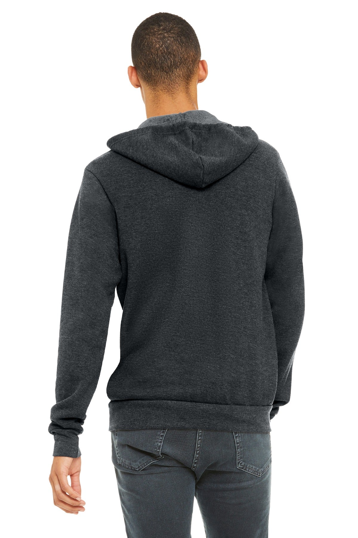 Dark Grey Ht BELLA+CANVAS Unisex Sponge Fleece Full-Zip Hoodie. BC3739