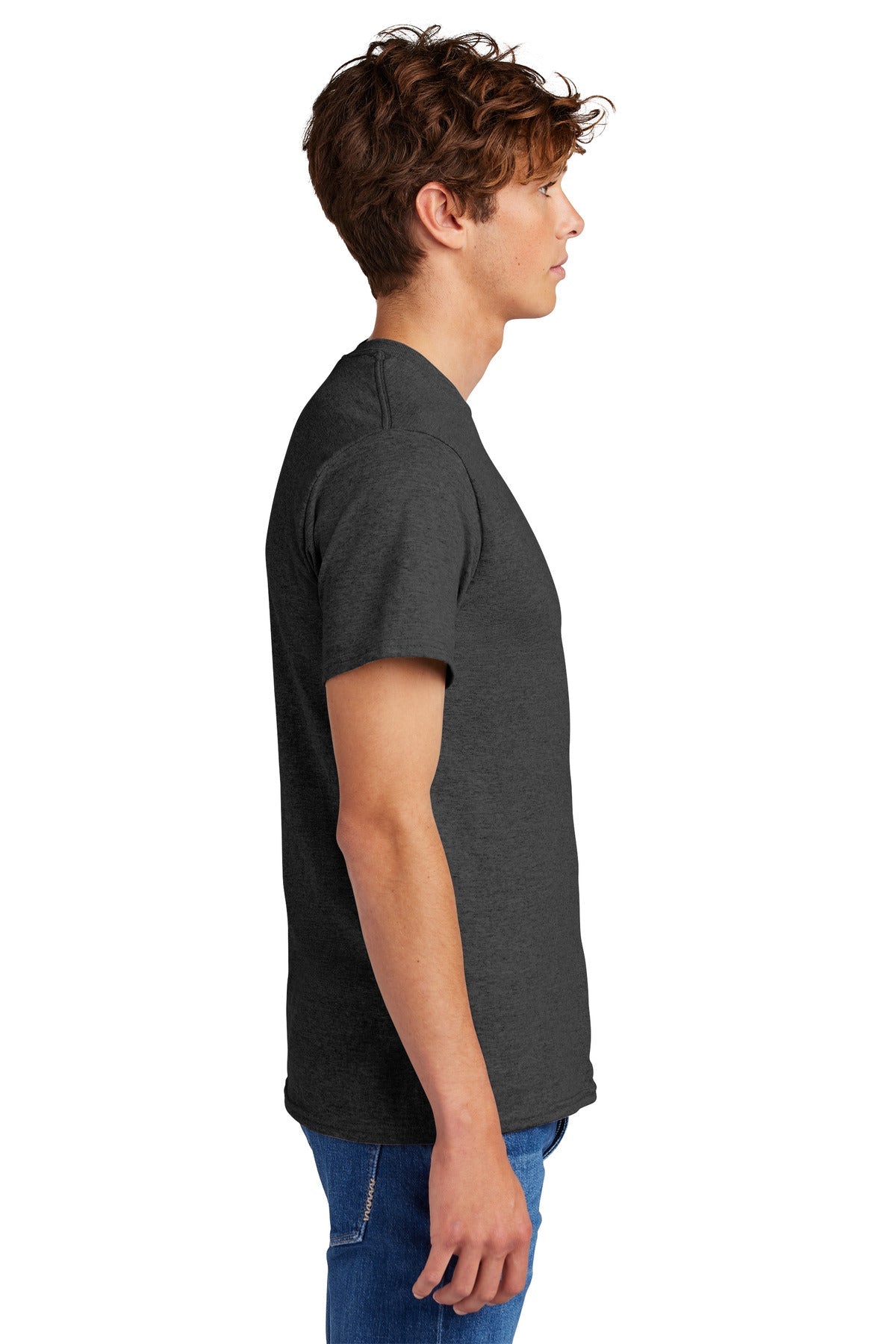 Dark Hthr Grey Port & Co Core Blend Tee. PC55