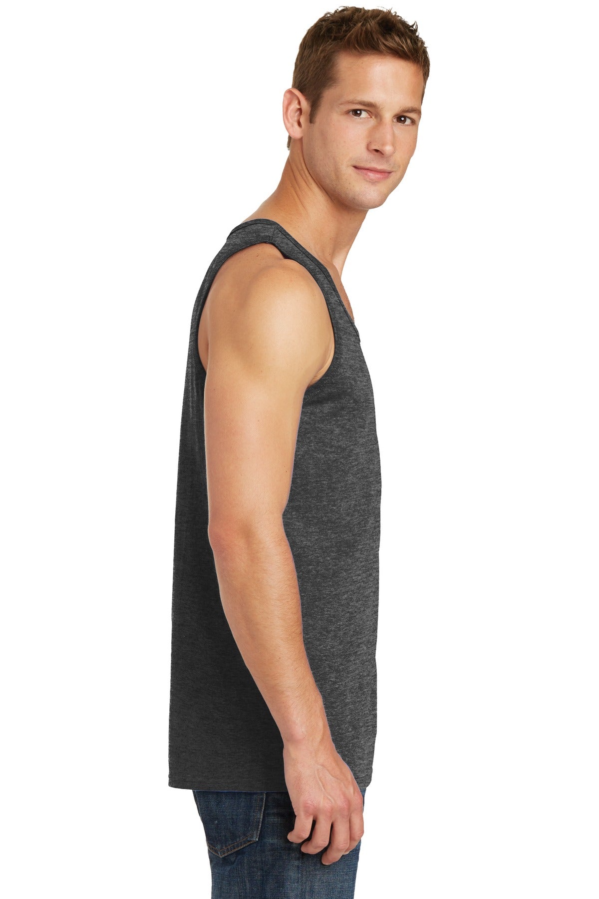 Dark Hthr Grey Port & Co Core Cotton Tank Top. PC54TT