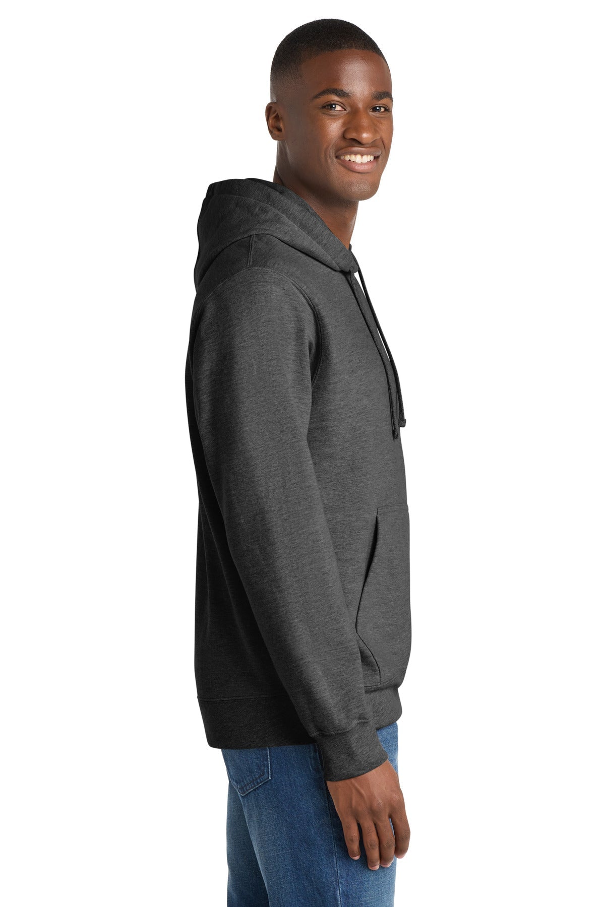 Dark Hthr Grey Port & Co Fan Favorite Fleece Pullover Hooded Sweatshirt. PC850H