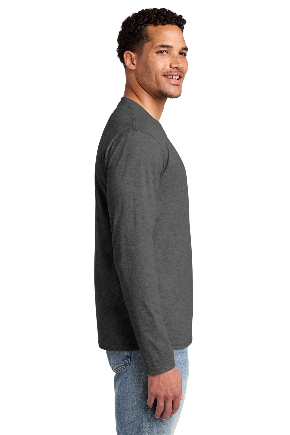 Dark Hthr Grey Port & Co Long Sleeve Fan Favorite Tee. PC450LS