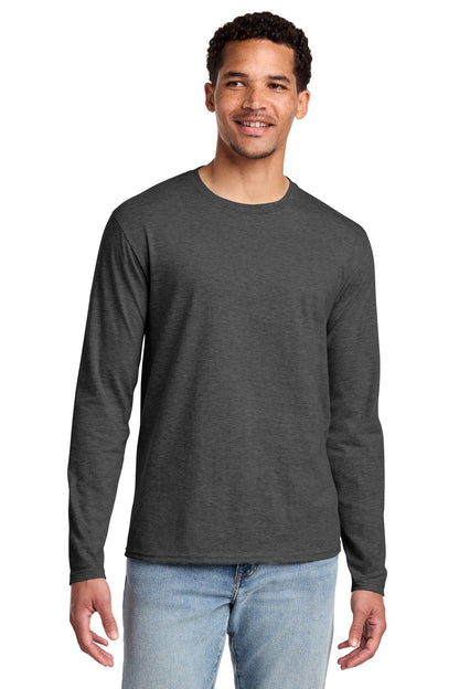 Dark Hthr Grey Port & Co Long Sleeve Fan Favorite Tee. PC450LS
