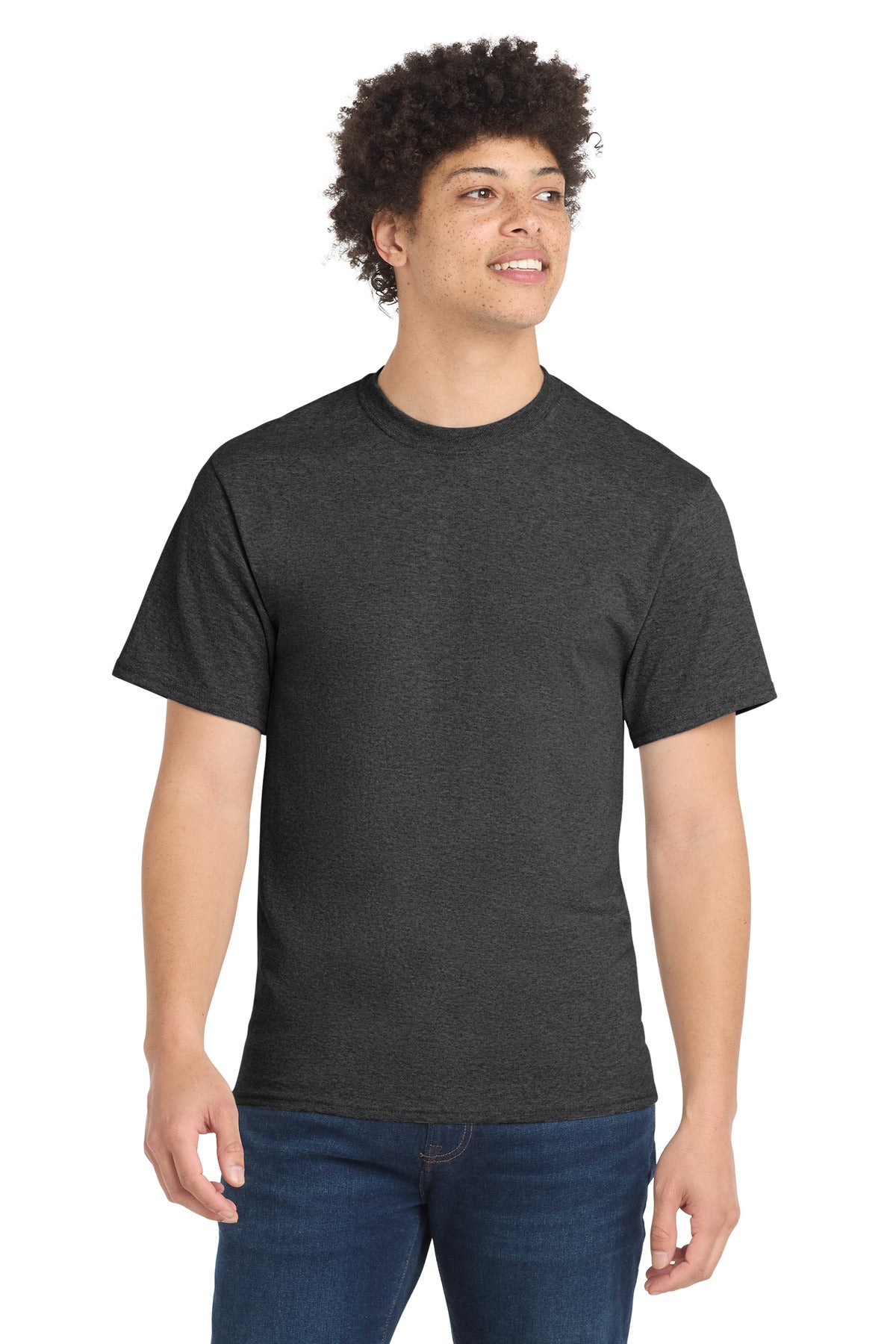 Dark Hthr Grey Port & Co Tall Core Blend Tee. PC55T