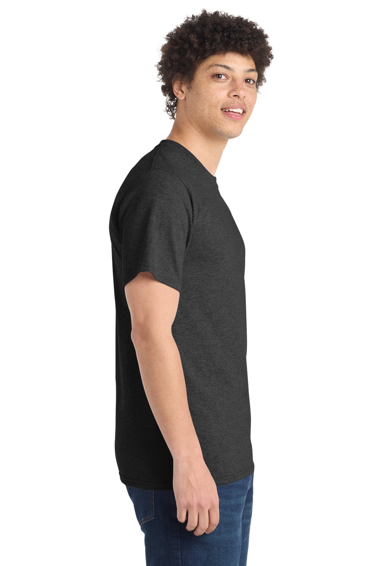 Dark Hthr Grey Port & Co Tall Essential Tee. PC61T