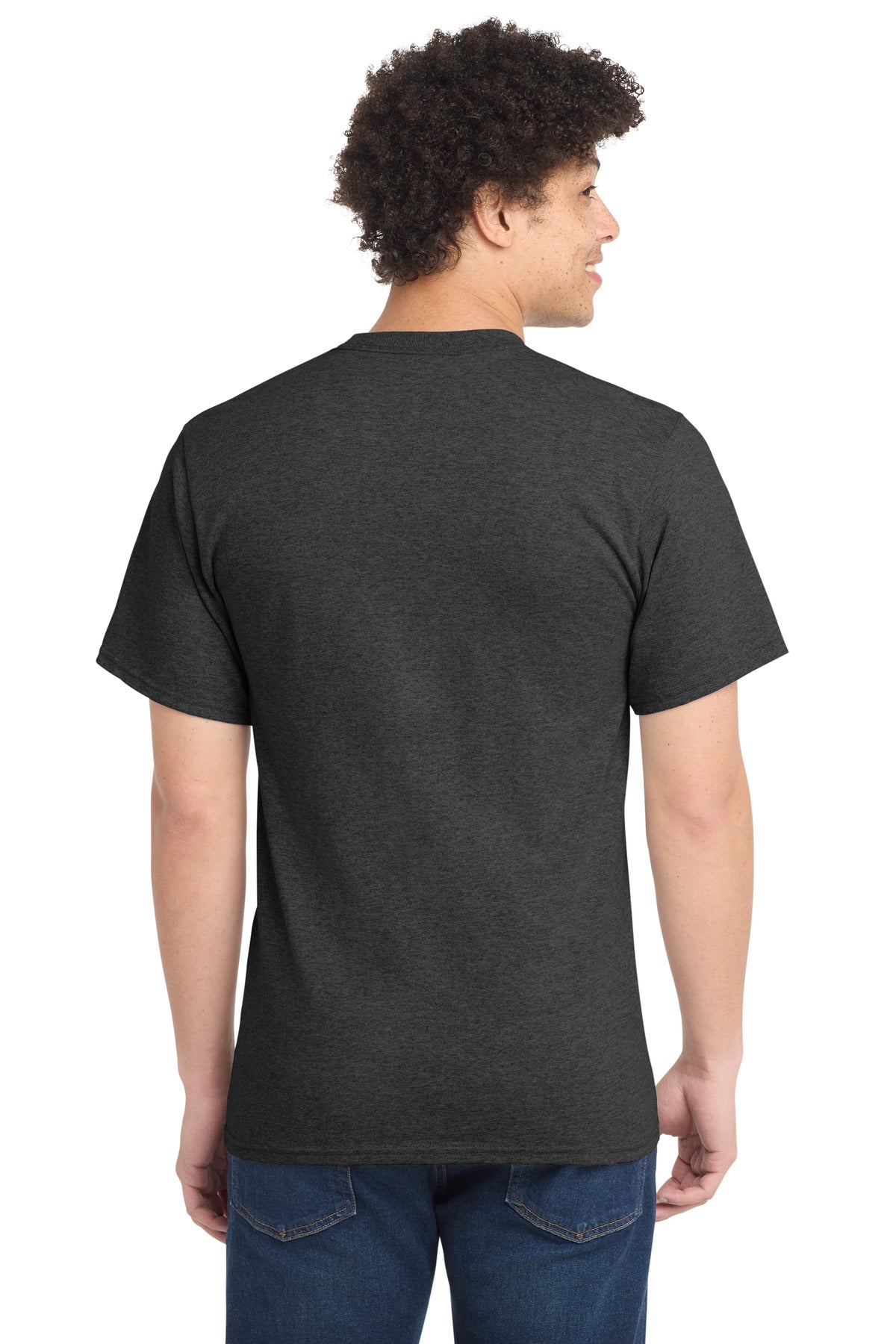 Dark Hthr Grey Port & Co Tall Essential Tee. PC61T