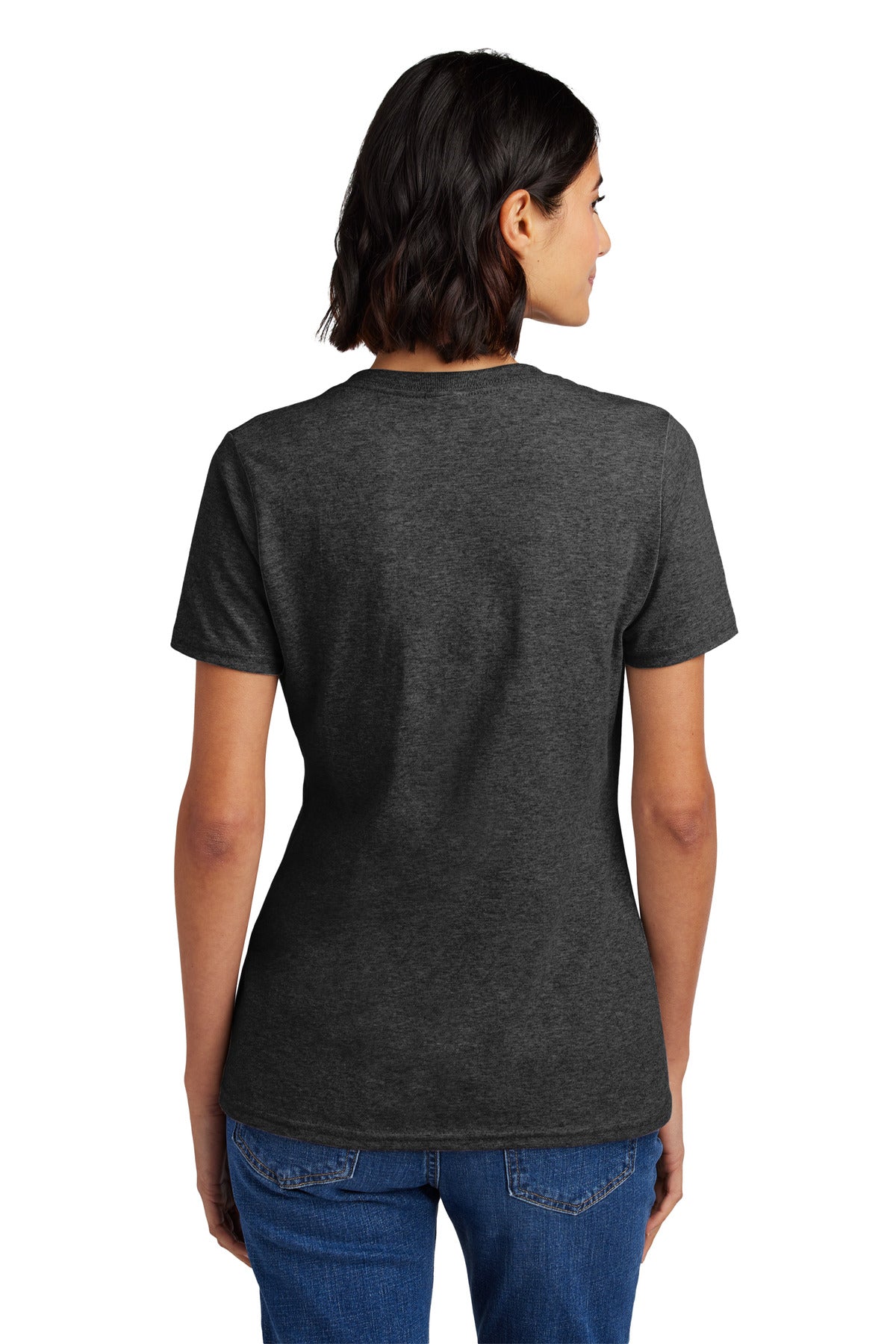 Dark Hthr Grey Port & Co Women's Core Cotton V-Neck Tee. LPC54V