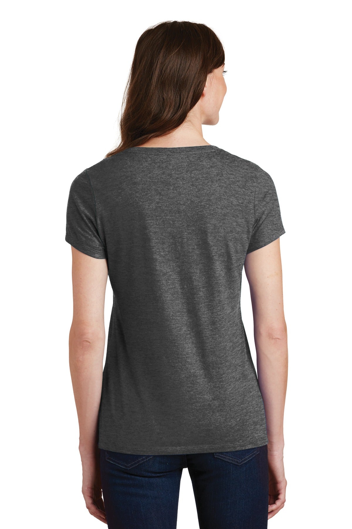 Dark Hthr Grey Port & Co Women's Fan Favorite V-Neck Tee. LPC450V