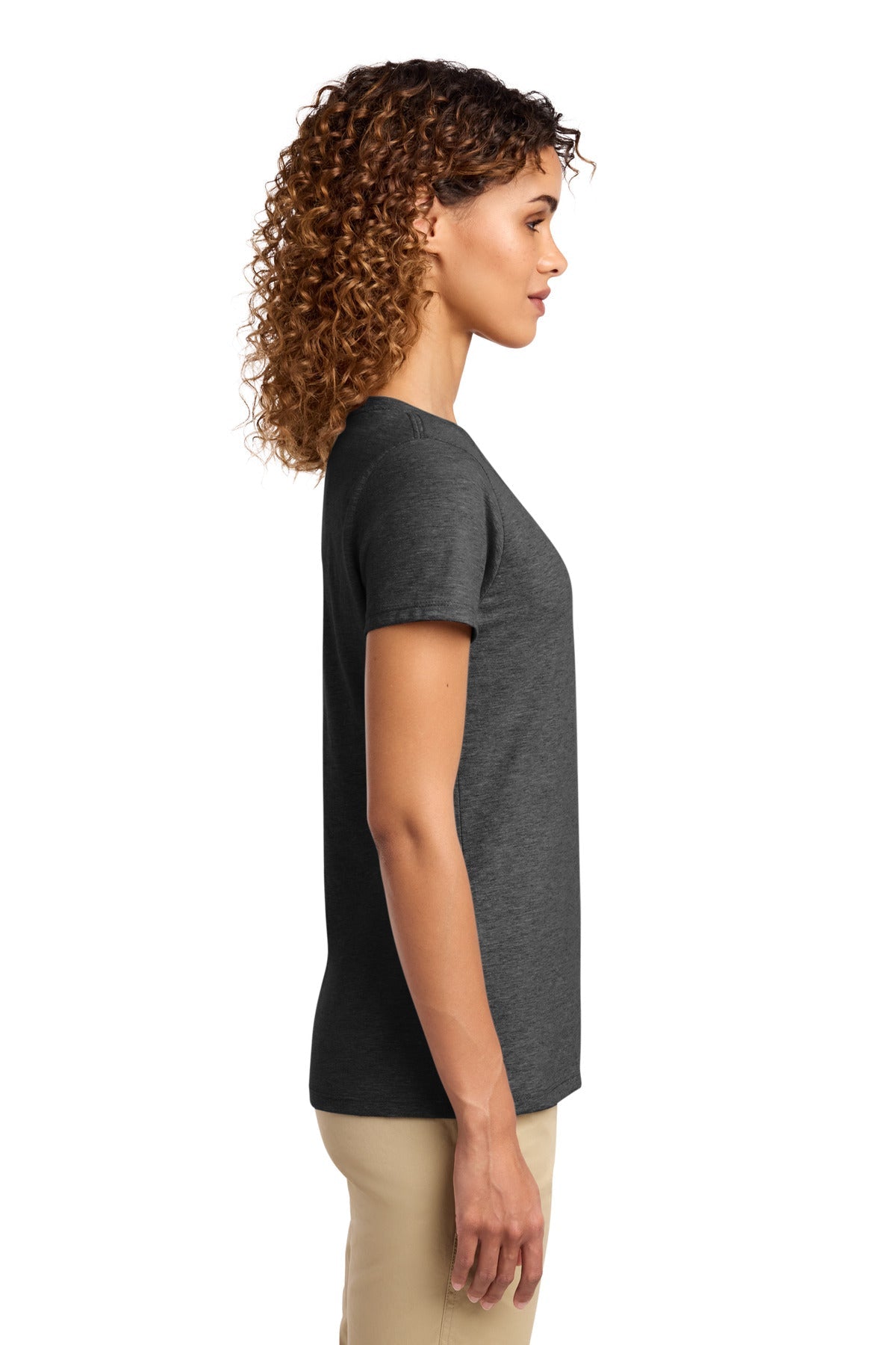 Dark Hthr Grey Port & Co Women's Fan Favorite V-Neck Tee. LPC450V