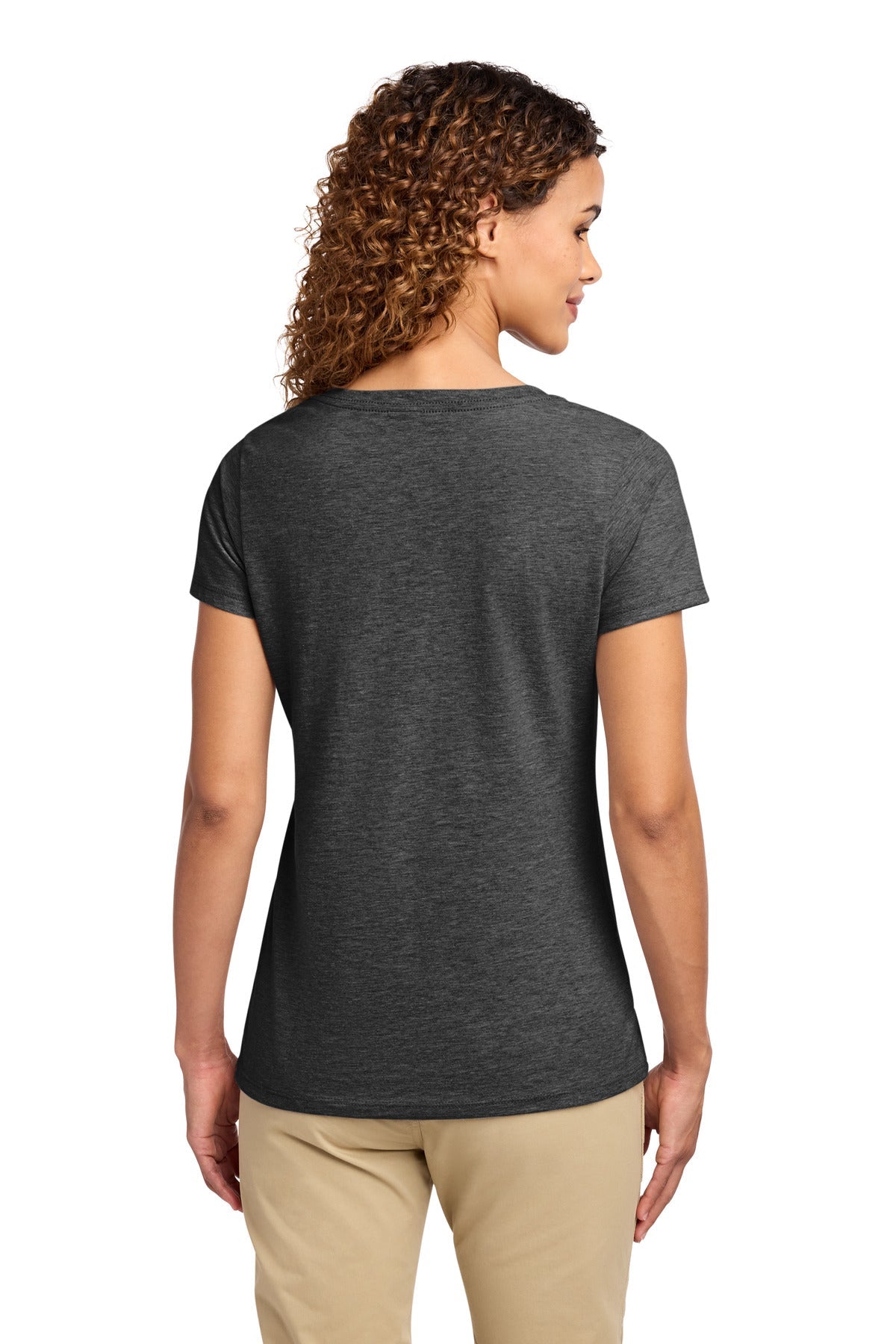 Dark Hthr Grey Port & Co Women's Fan Favorite V-Neck Tee. LPC450V
