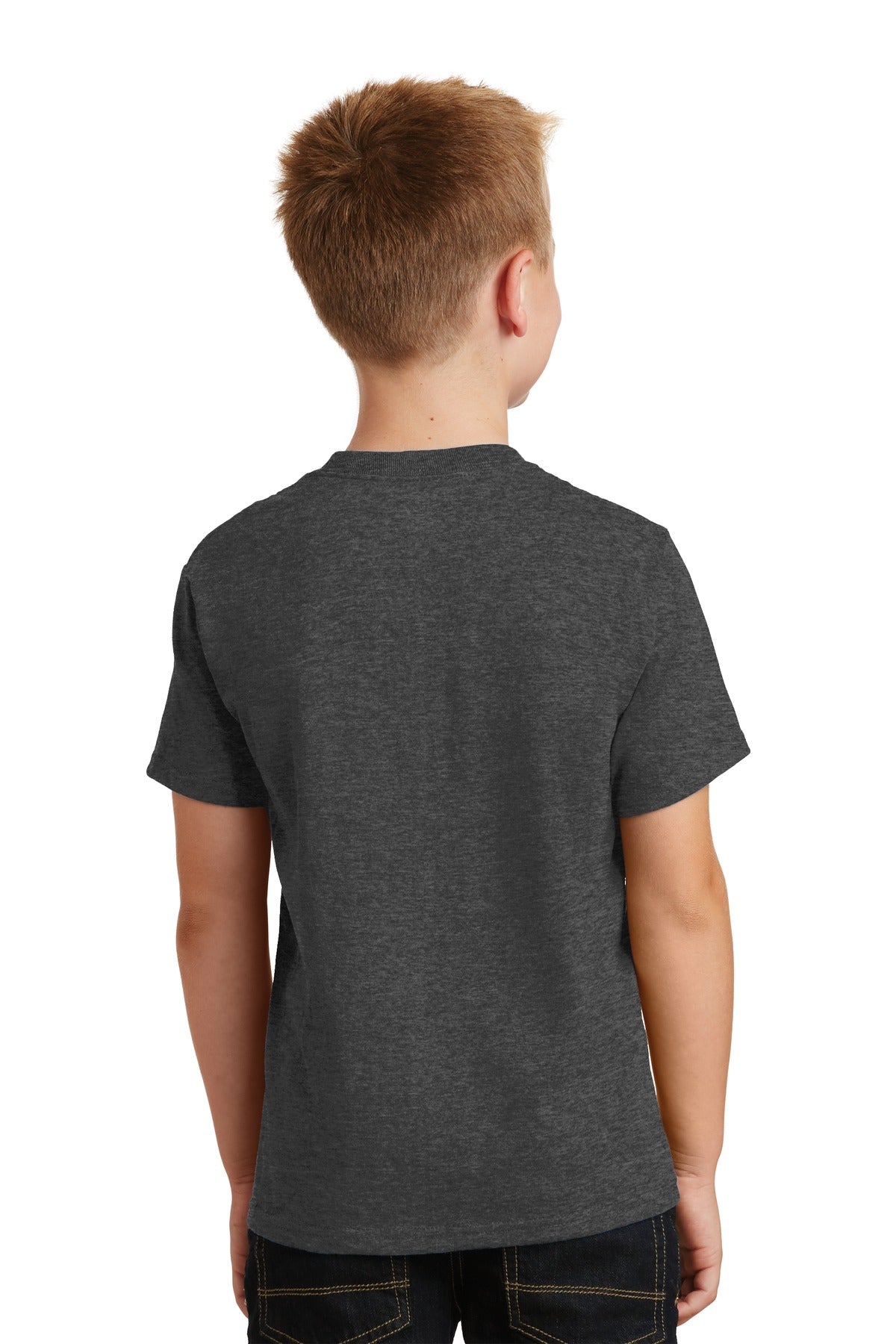 Dark Hthr Grey Port & Co Youth Core Cotton Tee. PC54Y