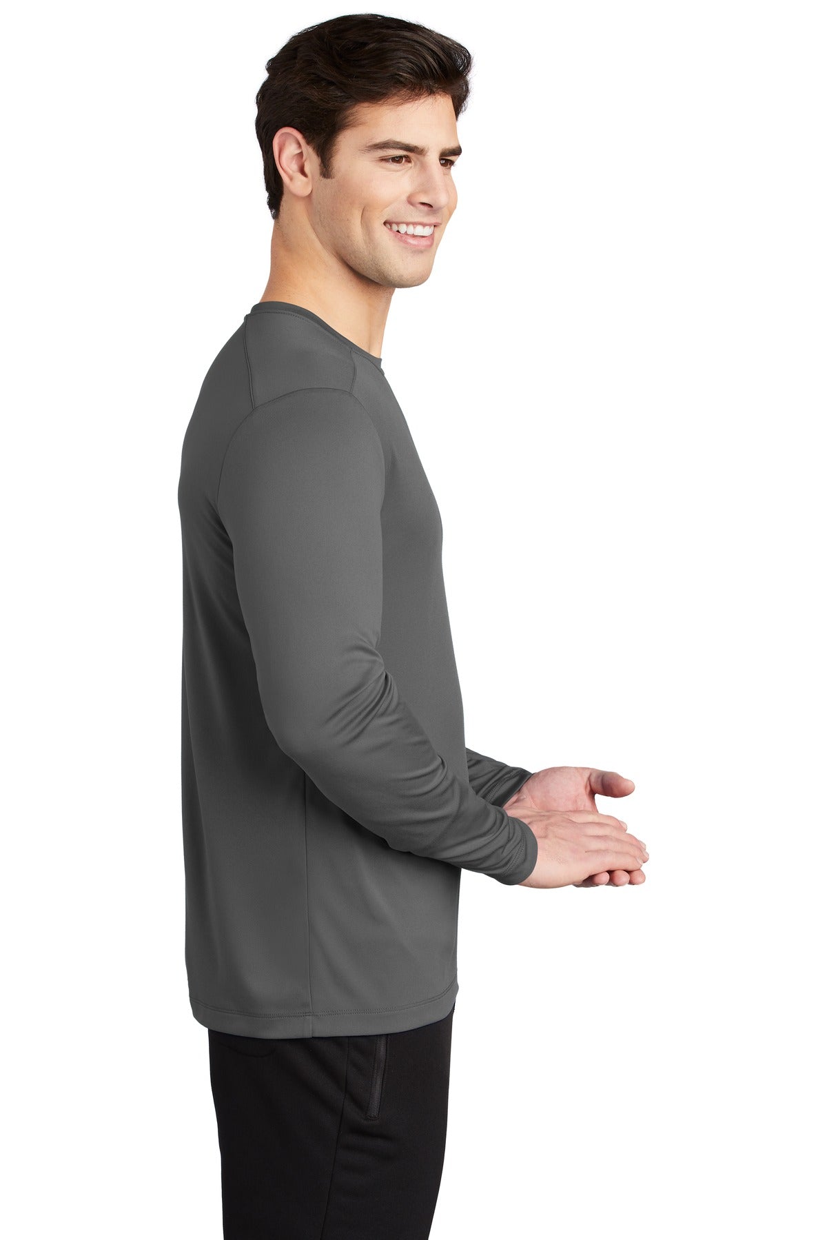 Dark Smoke Gry Sport-Tek Posi-UV Pro Long Sleeve Tee. ST420LS