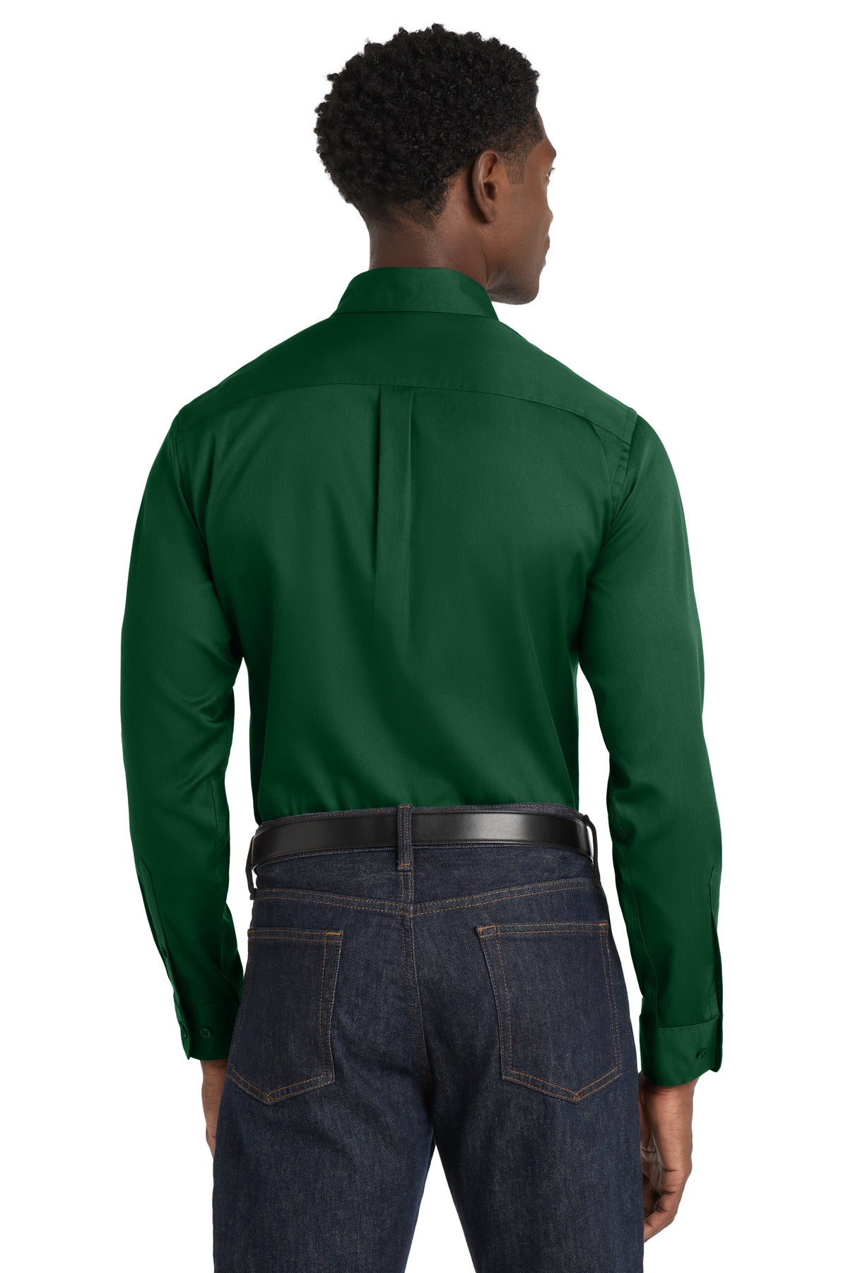 DarkGreen Port Authority Long Sleeve SuperPro React Twill Shirt. W808