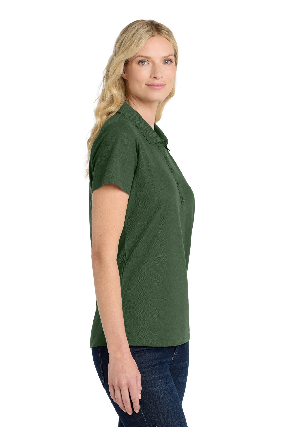 DarkGreen Port Authority Women's SuperPro React Polo. LK810