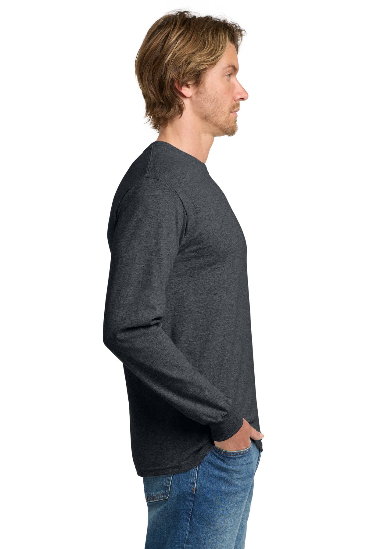 DarkHthr Gildan - Heavy Cotton 100% Cotton Long Sleeve T-Shirt. 5400