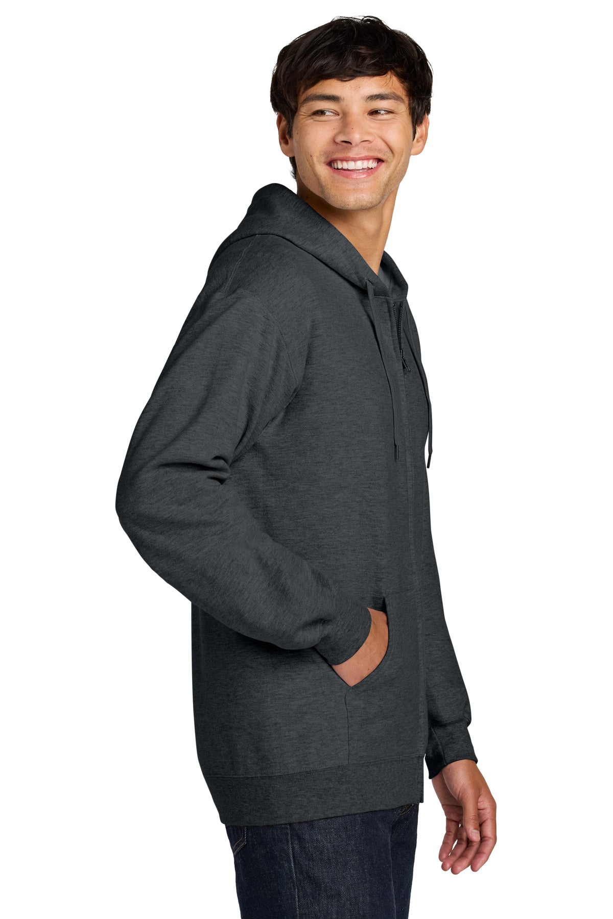 DarkHthr Gildan Softstyle Midweight Fleece Full-Zip Hooded Sweatshirt SF600
