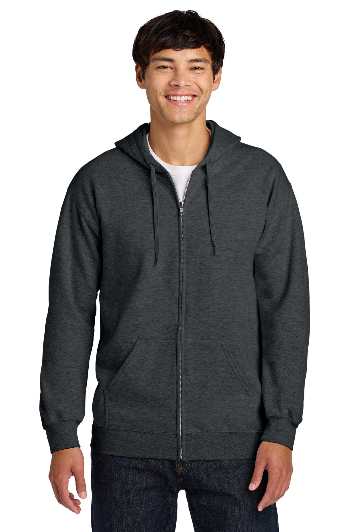 DarkHthr Gildan Softstyle Midweight Fleece Full-Zip Hooded Sweatshirt SF600