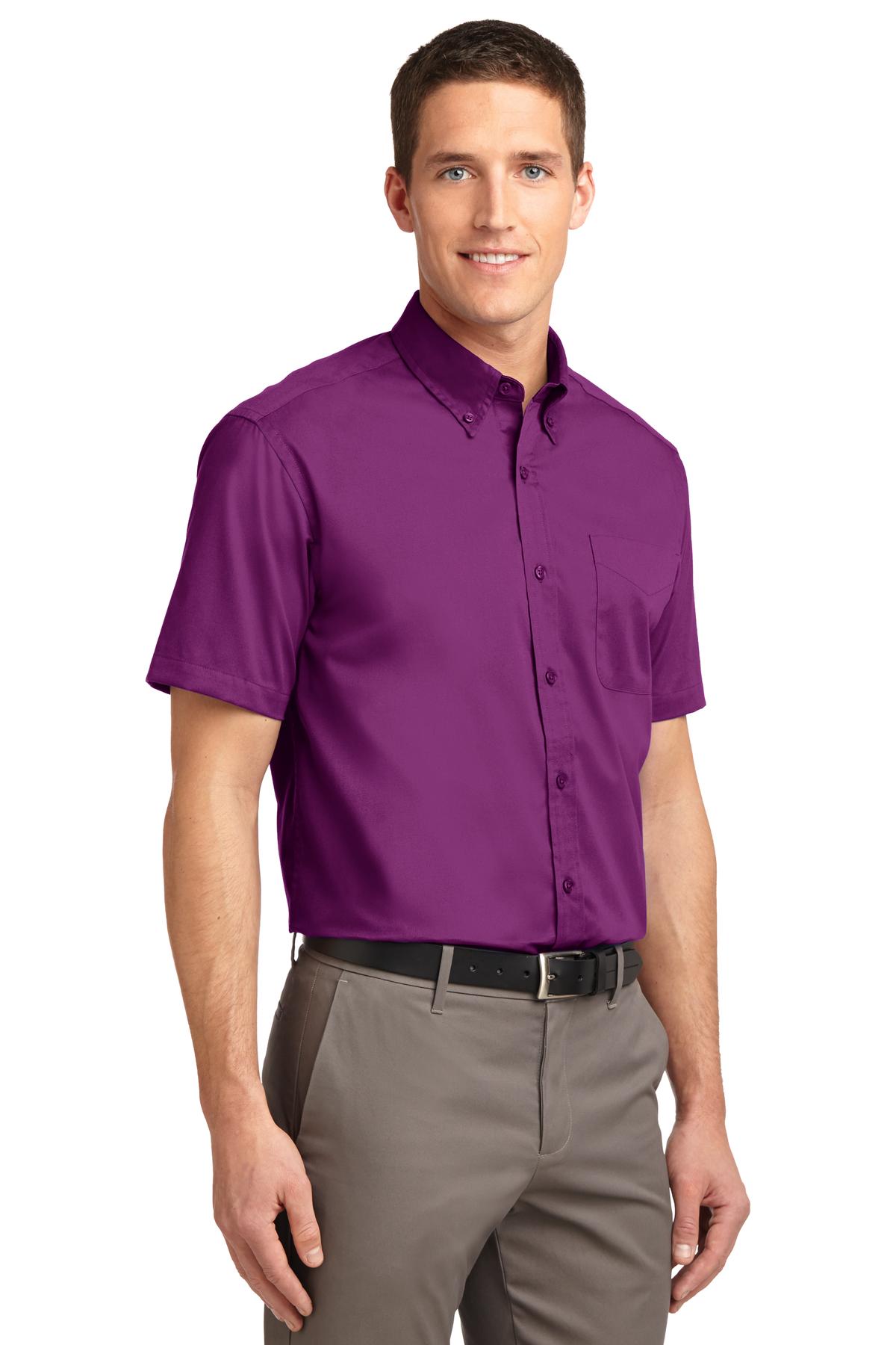Deep Berry Port Authority Short Sleeve Easy Care Shirt. S508