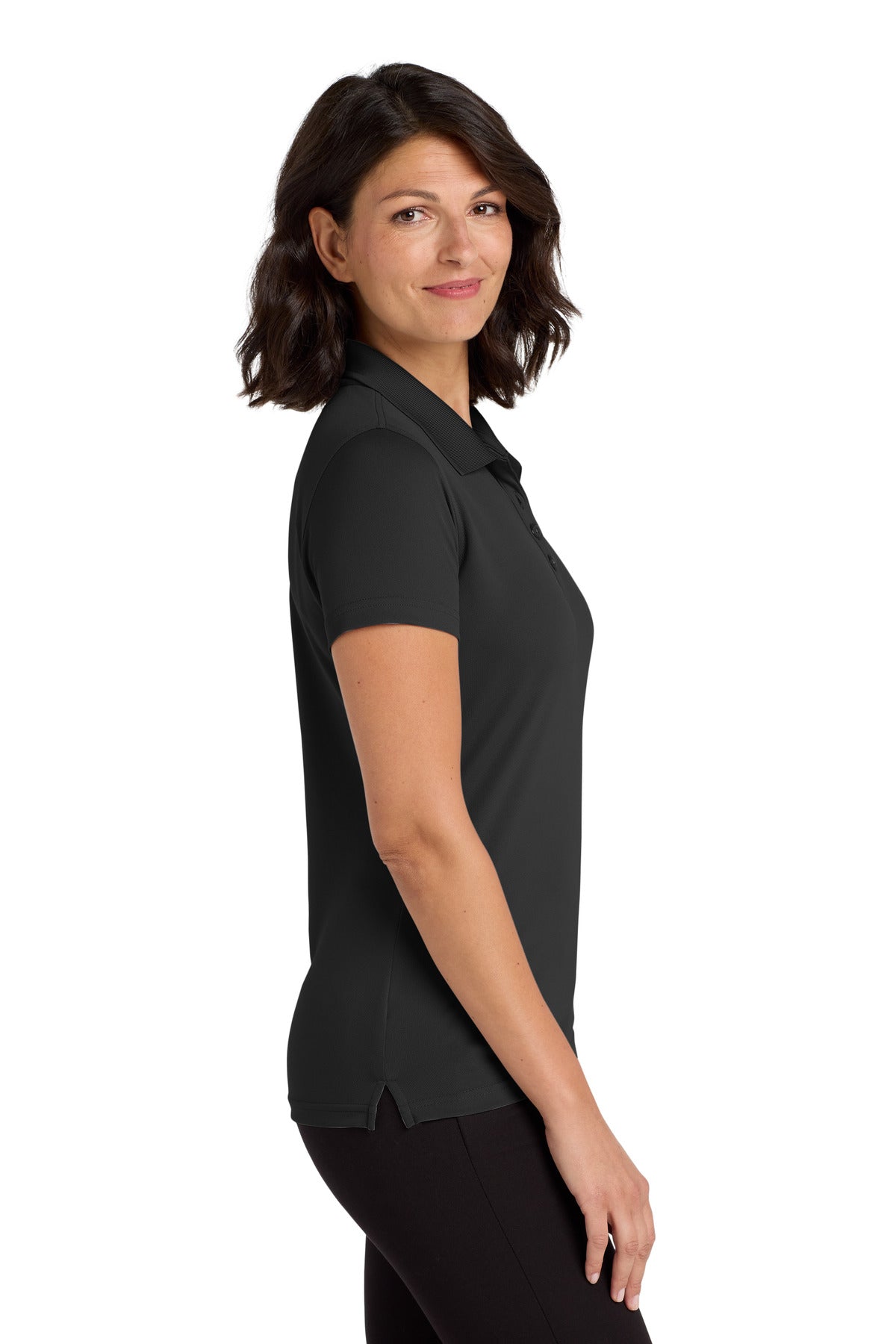 Deep Black Port Authority Women's Dry Zone UV Micro-Mesh Polo. LK110