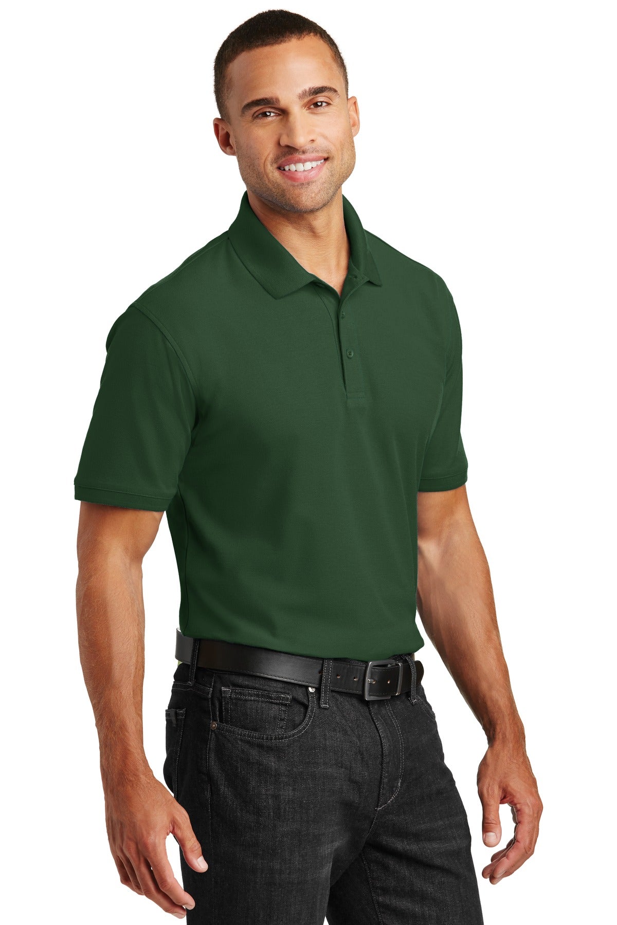 Deep For Green Port Authority Core Classic Pique Polo. K100