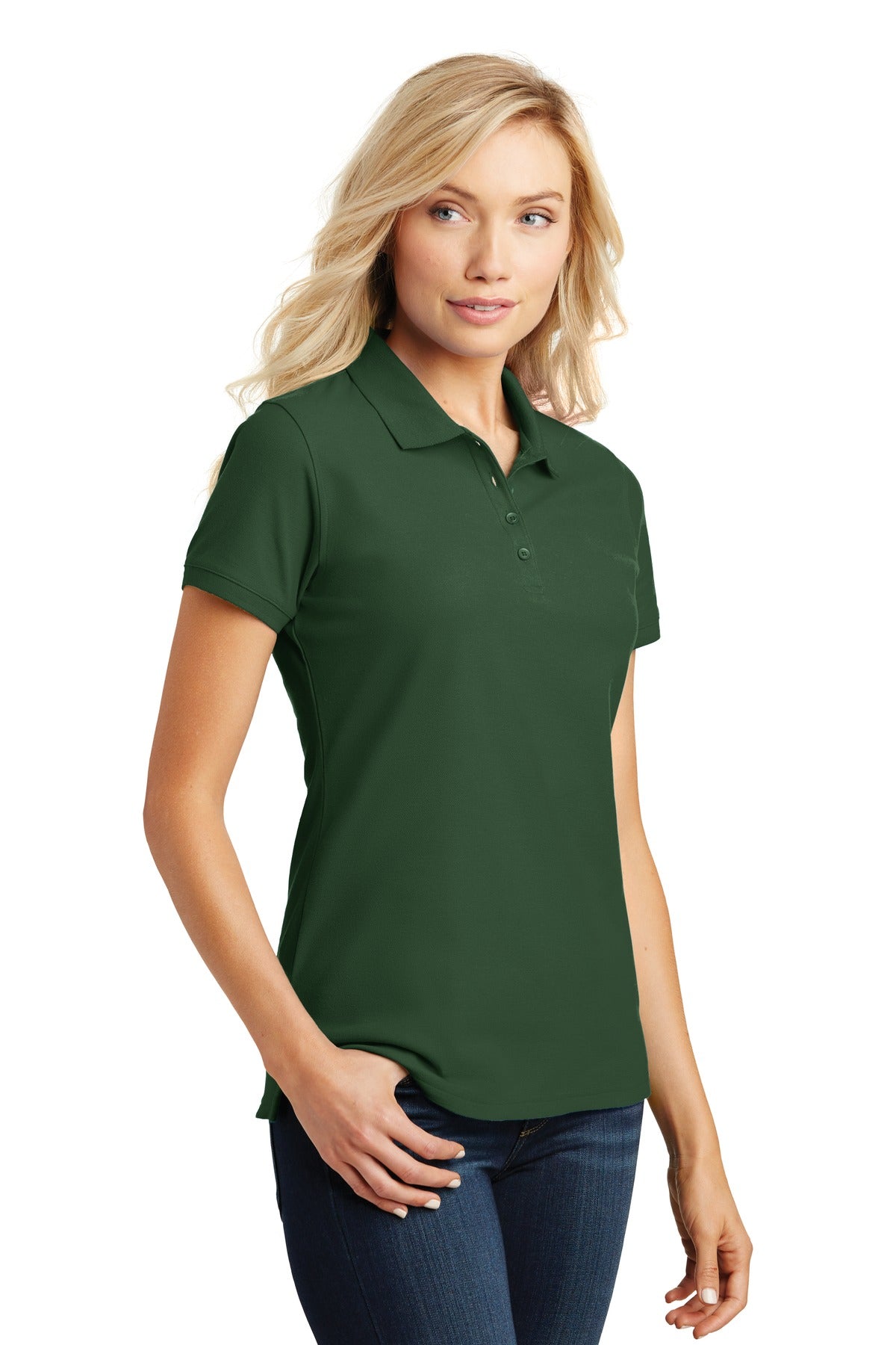 Deep For Green Port Authority Women's Core Classic Pique Polo. L100