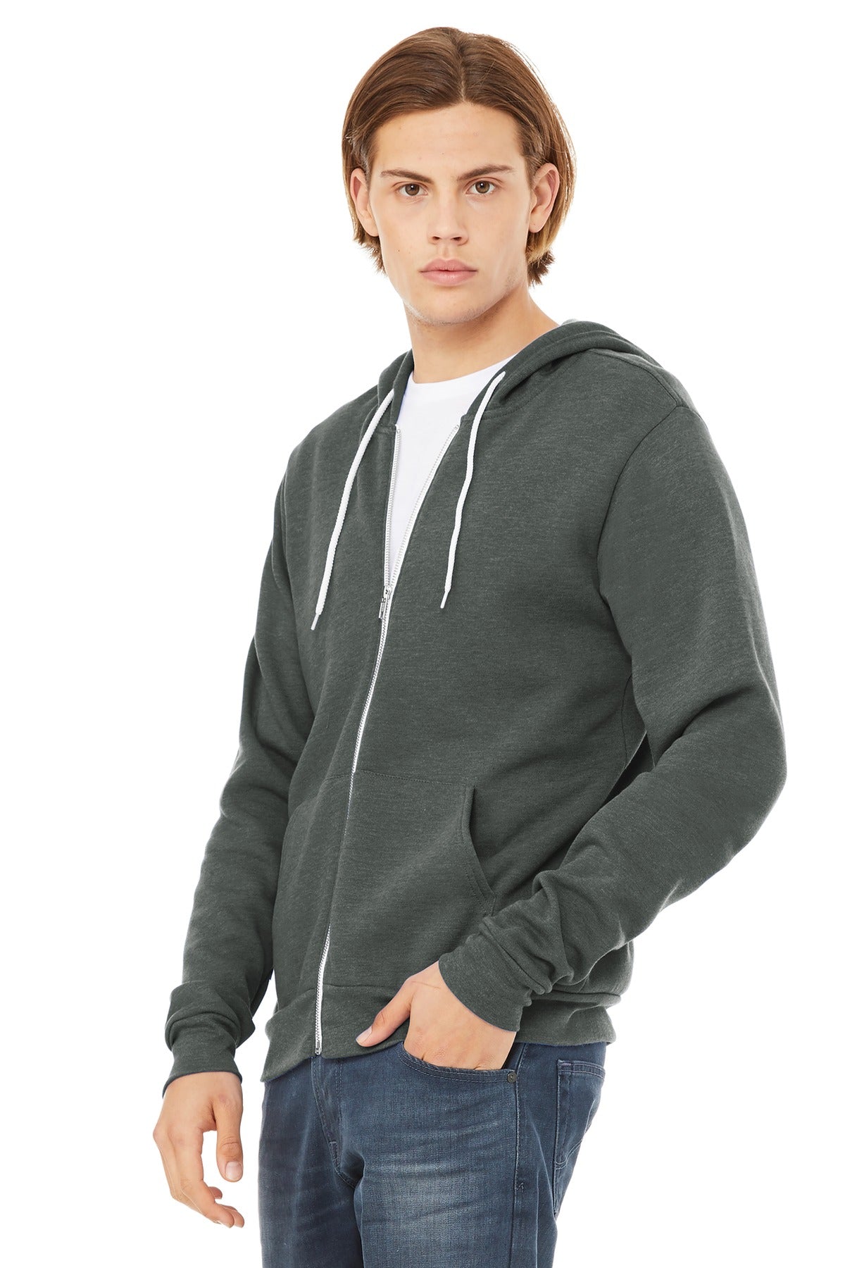Deep Ht BELLA+CANVAS Unisex Sponge Fleece Full-Zip Hoodie. BC3739