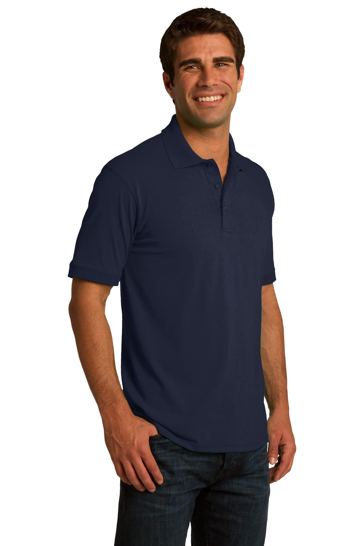 Deep Navy Port & Co Core Blend Jersey Knit Polo. KP55