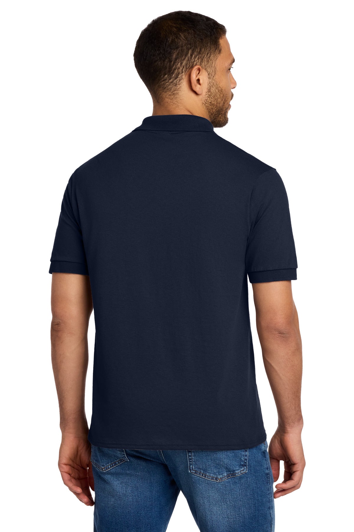 Deep Navy Port & Co Core Blend Jersey Knit Polo. KP55