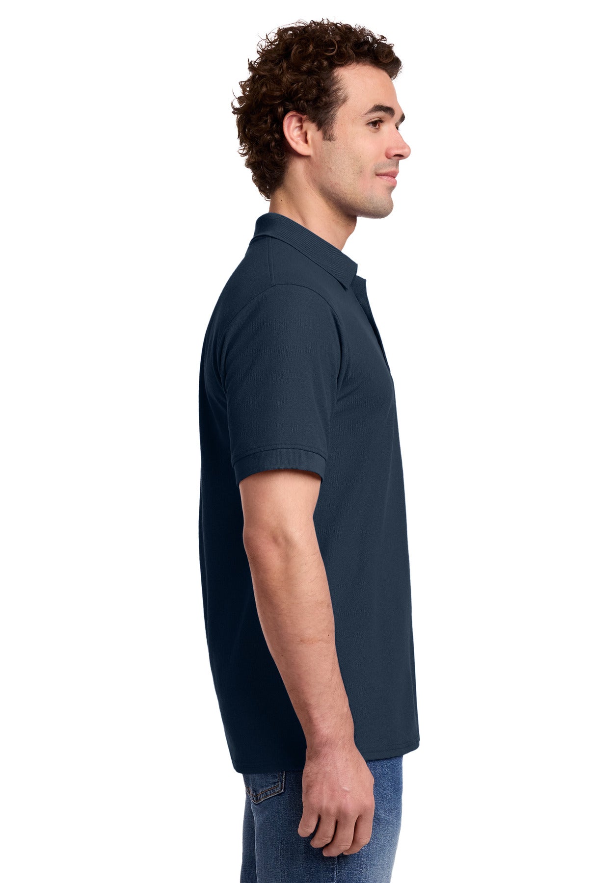 Deep Navy Port & Co Core Blend Pique Polo. KP155