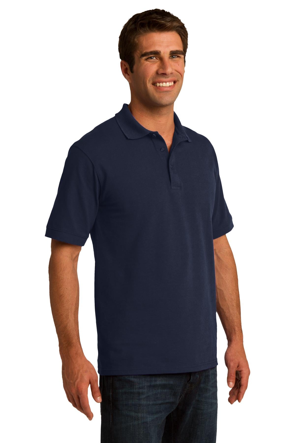 Deep Navy Port & Co Core Blend Pique Polo. KP155