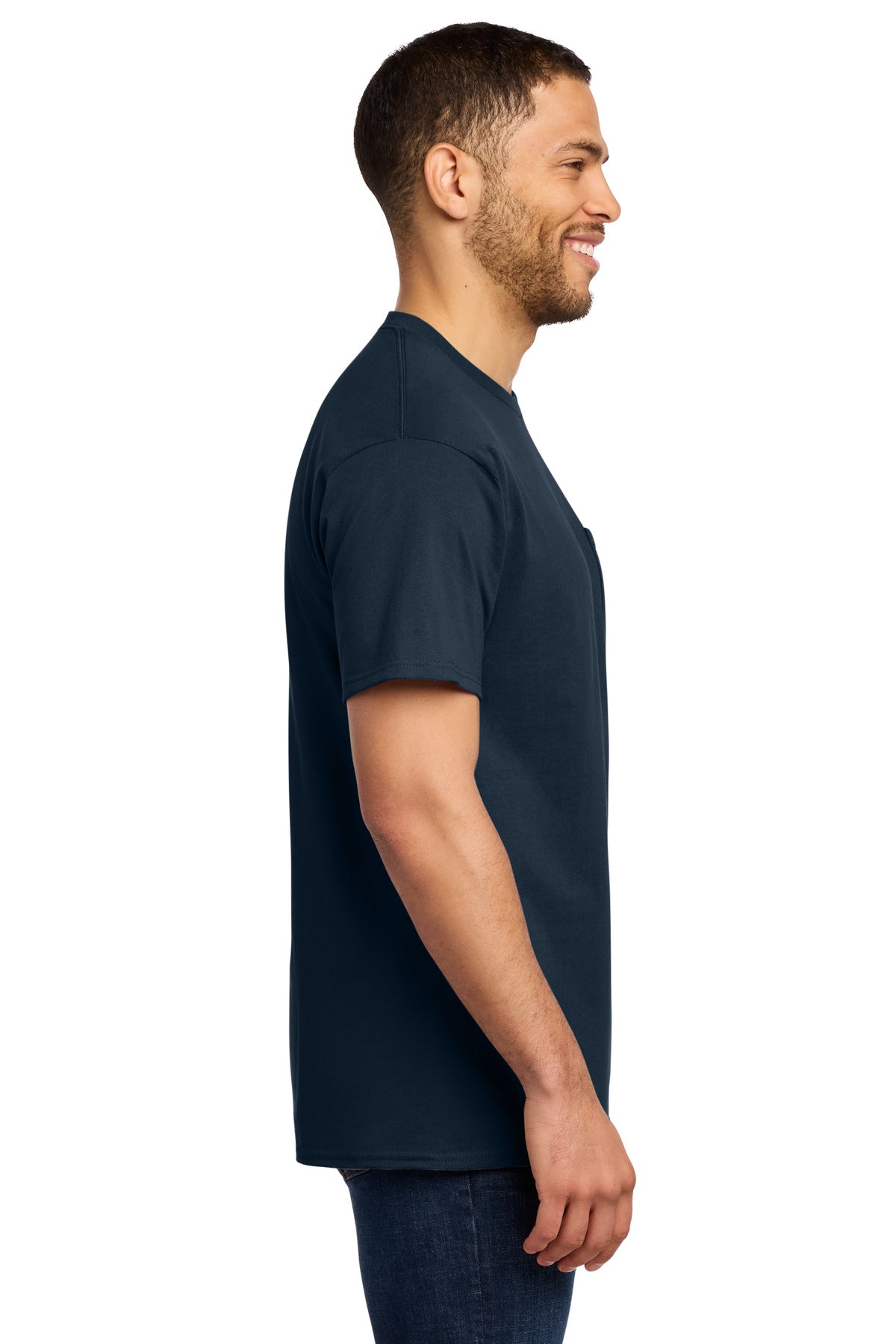 Deep Navy Port & Co Essential Pocket Tee. PC61P