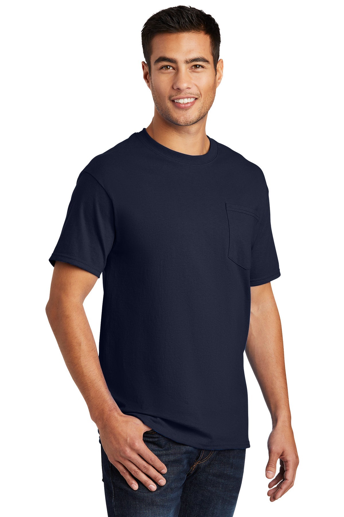 Deep Navy Port & Co Essential Pocket Tee. PC61P