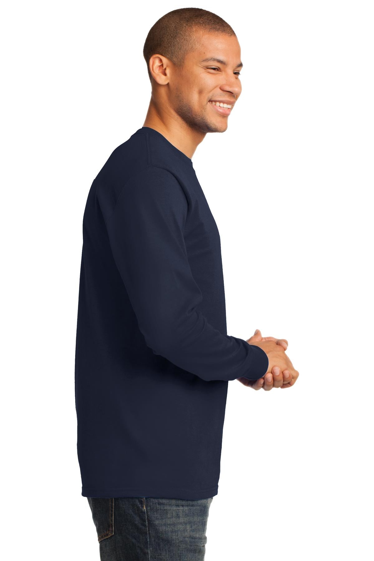 Deep Navy Port & Co Long Sleeve Essential Tee. PC61LS