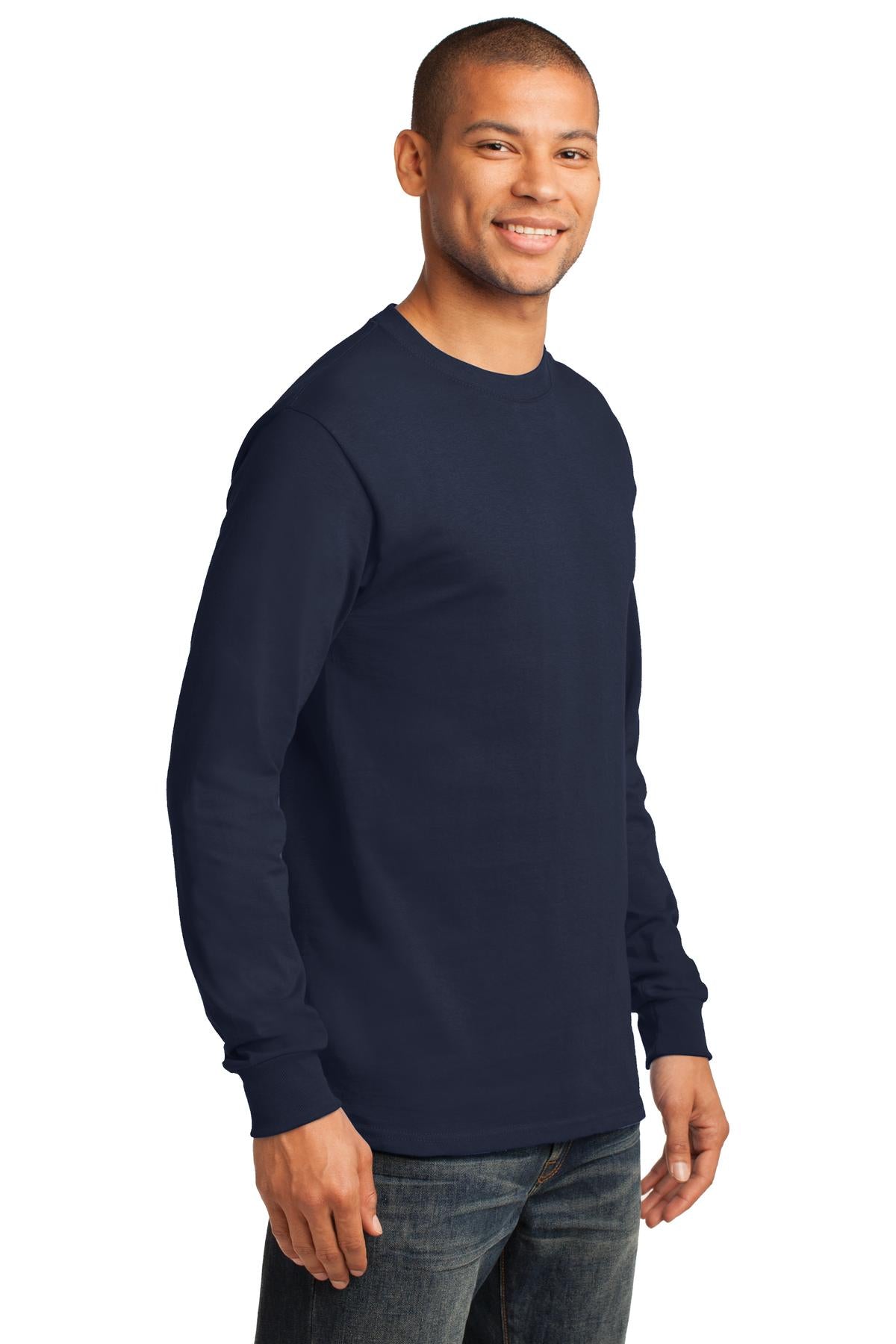 Deep Navy Port & Co Long Sleeve Essential Tee. PC61LS