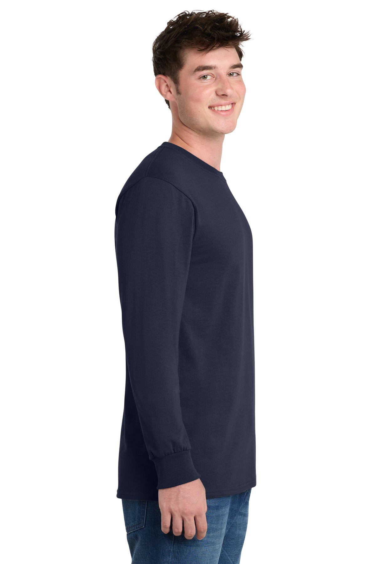 Deep Navy Port & Co Long Sleeve Essential Tee. PC61LS