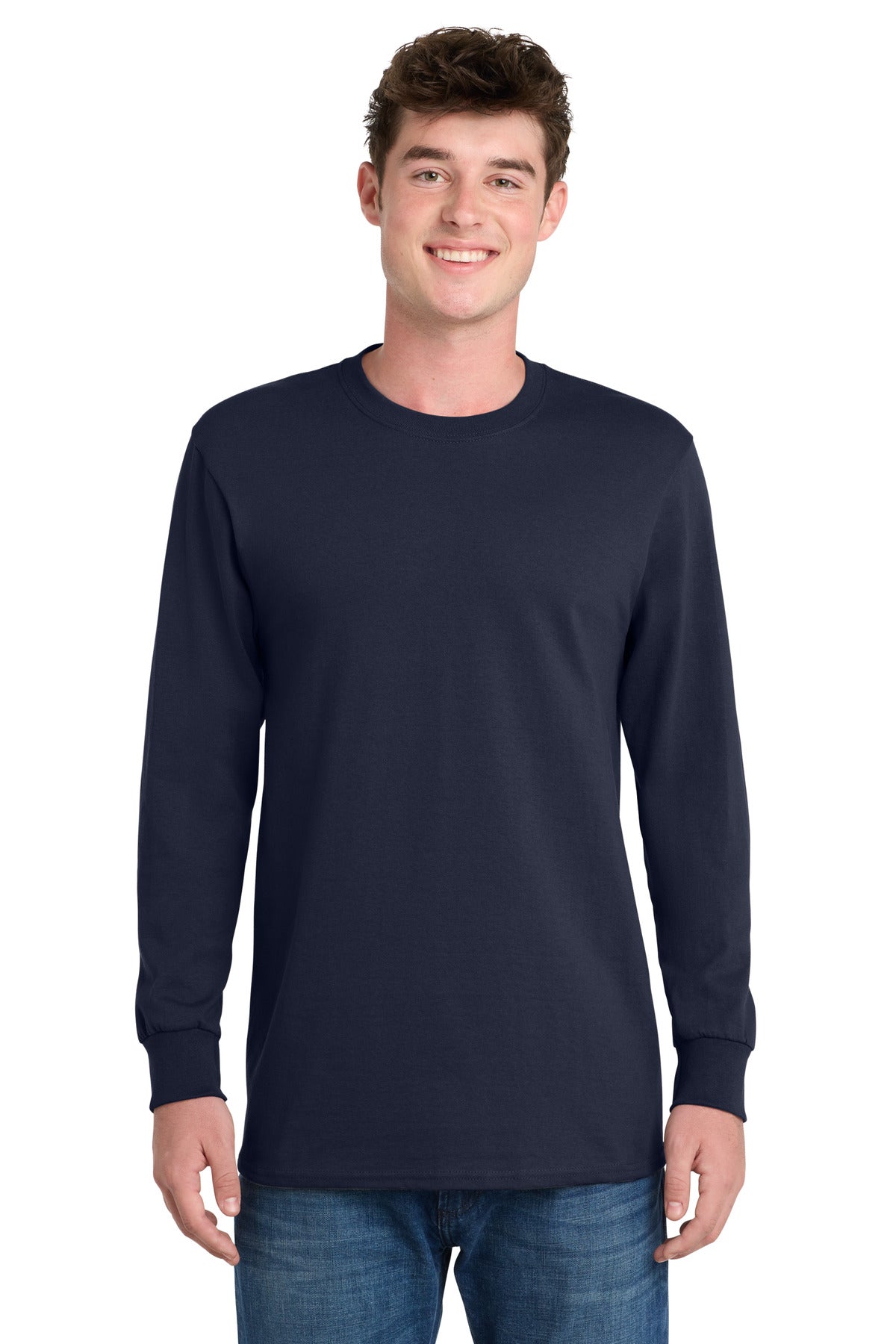 Deep Navy Port & Co Long Sleeve Essential Tee. PC61LS