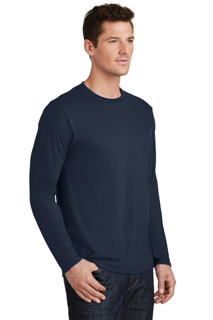 Deep Navy Port & Co Long Sleeve Fan Favorite Tee. PC450LS