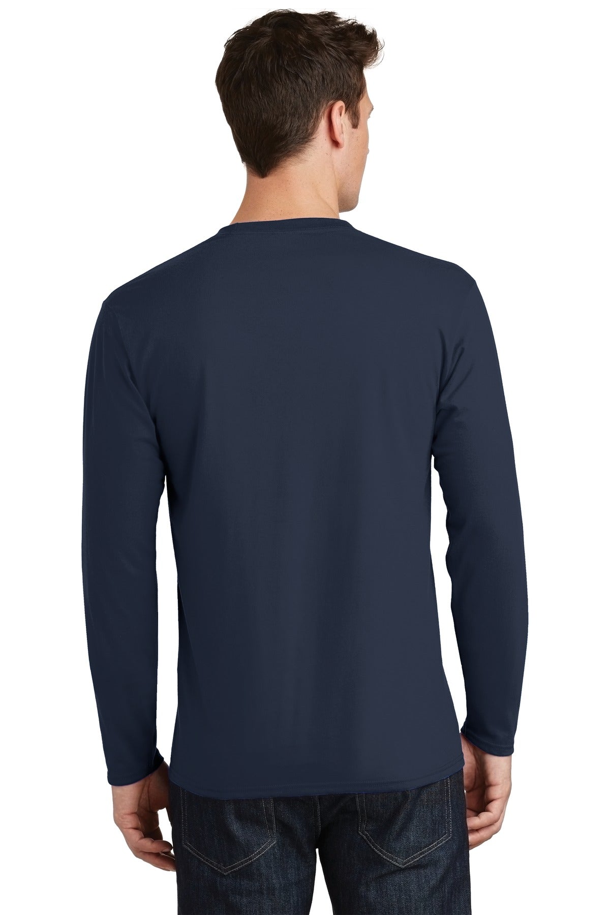 Deep Navy Port & Co Long Sleeve Fan Favorite Tee. PC450LS