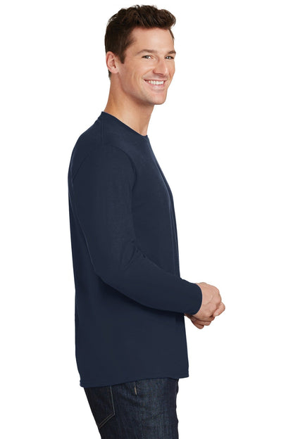 Deep Navy Port & Co Long Sleeve Fan Favorite Tee. PC450LS