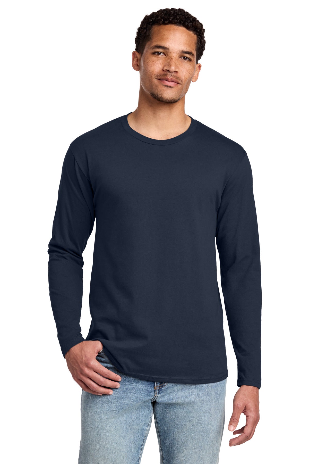 Deep Navy Port & Co Long Sleeve Fan Favorite Tee. PC450LS