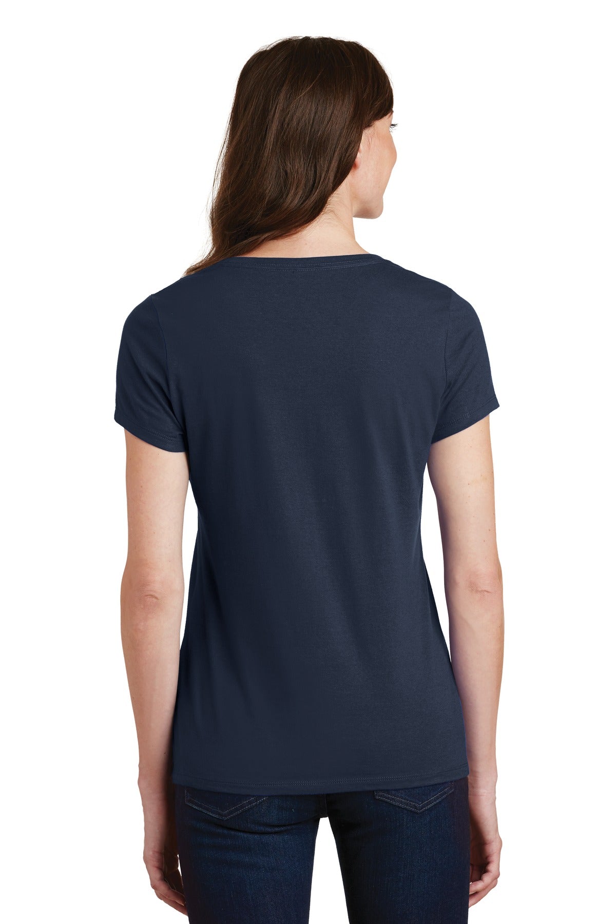 Deep Navy Port & Co Women's Fan Favorite V-Neck Tee. LPC450V