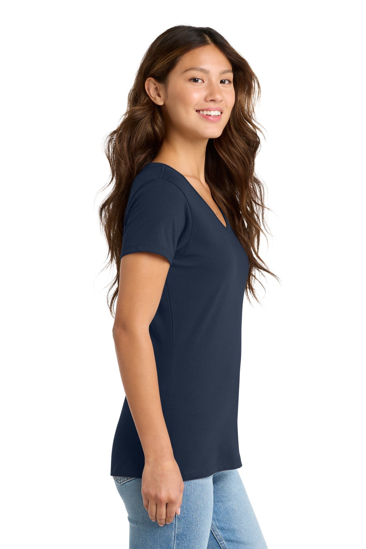 Deep Navy Port & Co Women's Fan Favorite V-Neck Tee. LPC450V