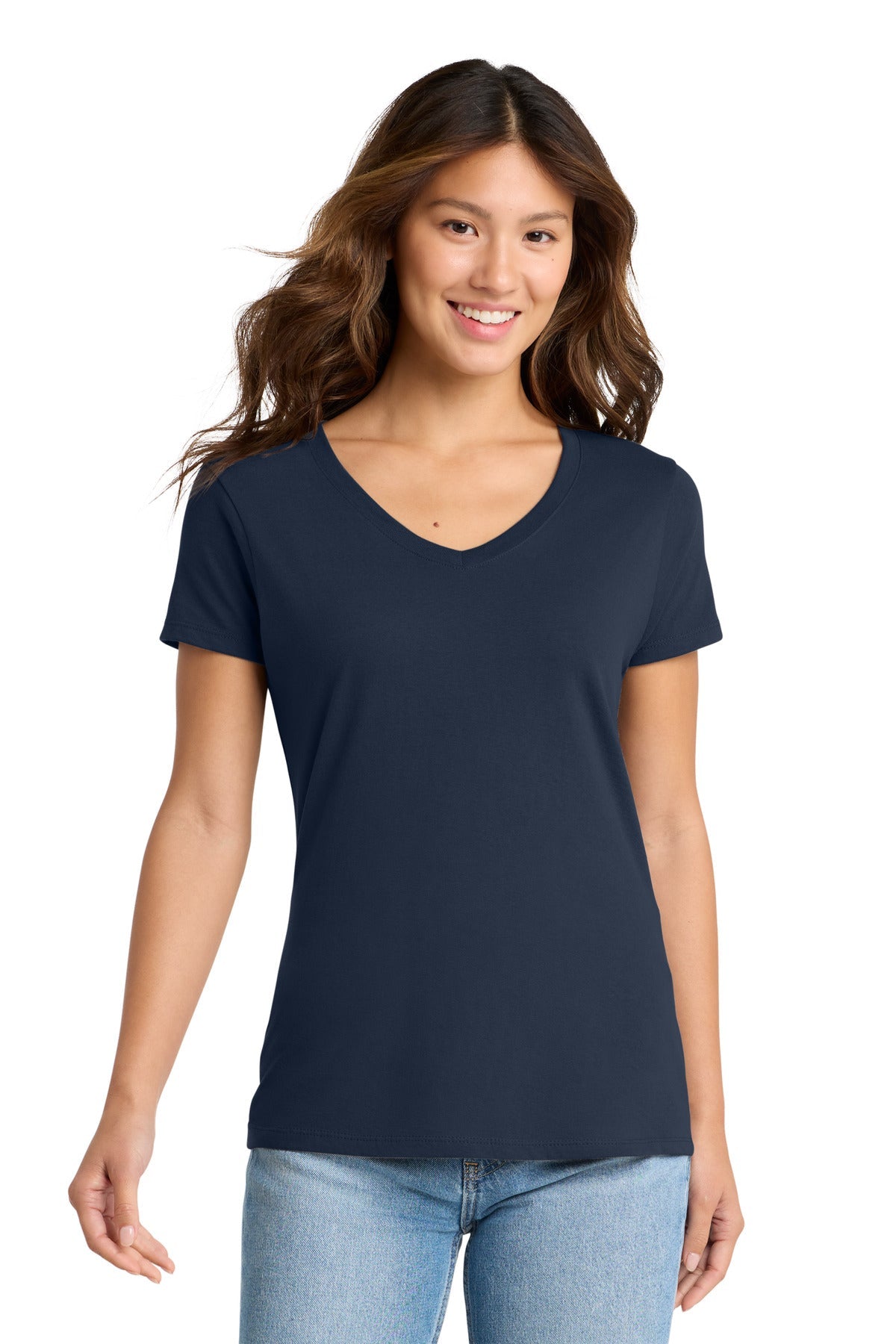 Deep Navy Port & Co Women's Fan Favorite V-Neck Tee. LPC450V