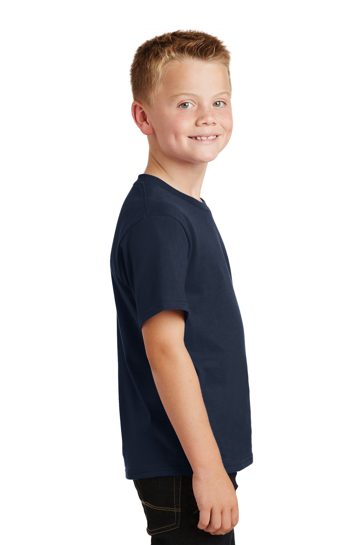 Deep Navy Port & Co Youth Fan Favorite Tee. PC450Y