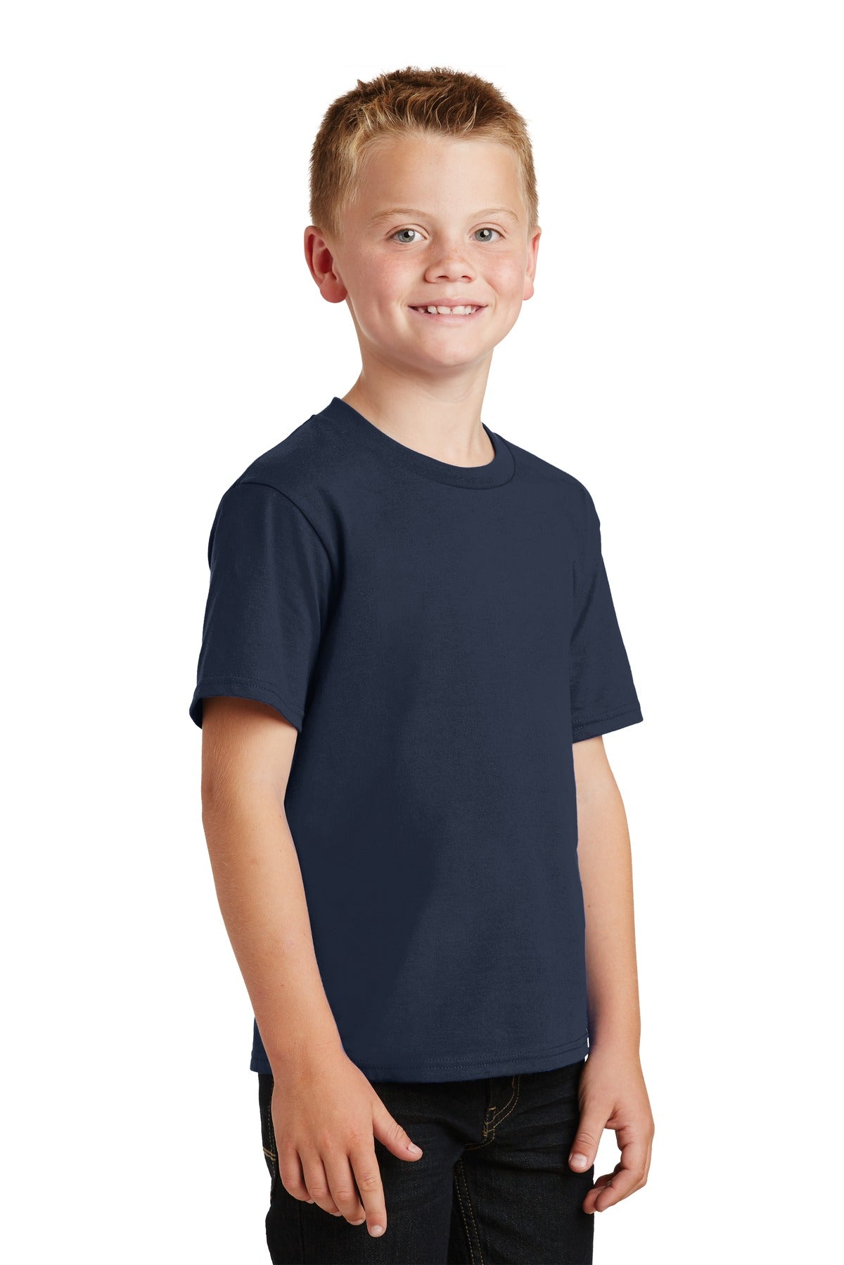 Deep Navy Port & Co Youth Fan Favorite Tee. PC450Y