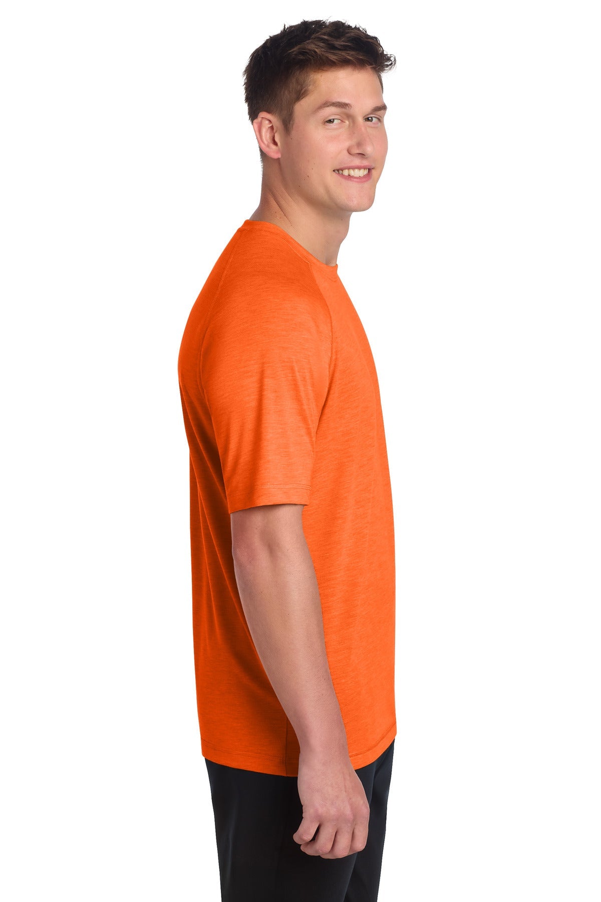 Deep Orange He Sport-Tek PosiCharge Tri-Blend Wicking Raglan Tee. ST400