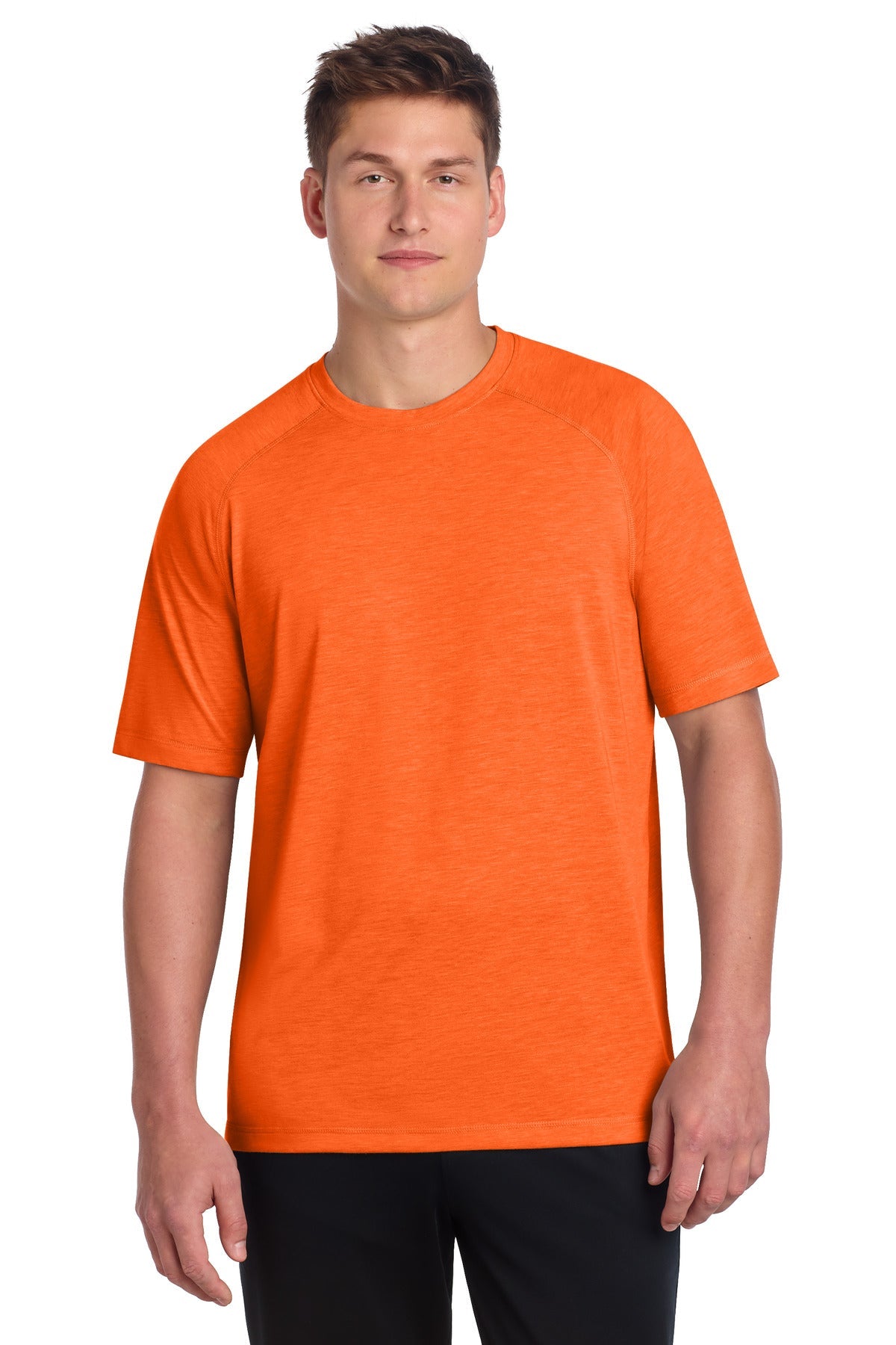 Deep Orange He Sport-Tek PosiCharge Tri-Blend Wicking Raglan Tee. ST400