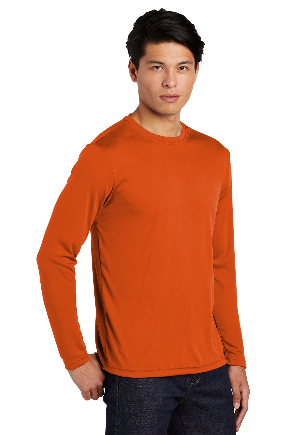 Deep Orange Sport-Tek Long Sleeve PosiCharge Competitor Tee. ST350LS