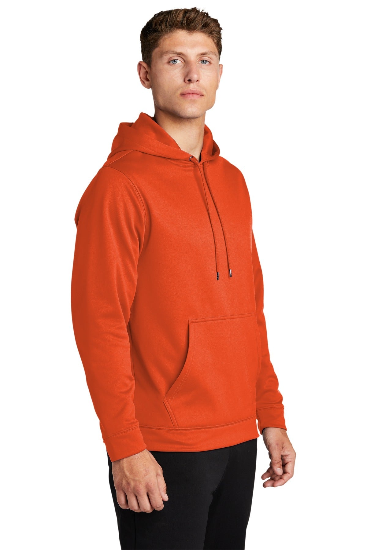 Deep Orange Sport-Tek Sport-Wick Fleece Hooded Pullover. F244